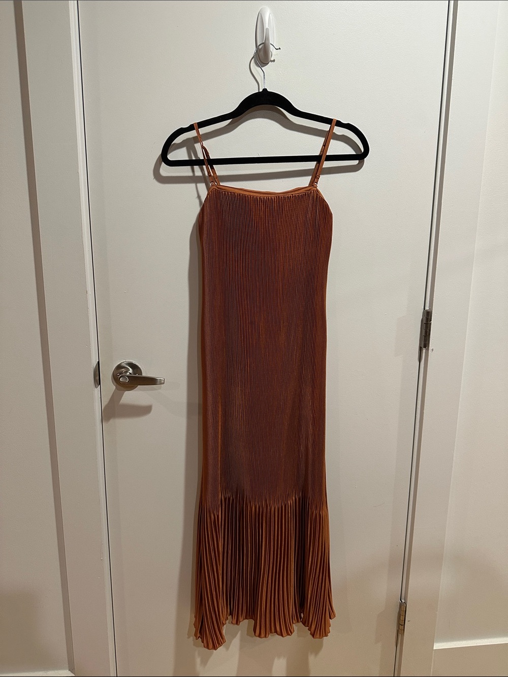 Abercrombie Spaghetti Strap Pleated Dress in Rust